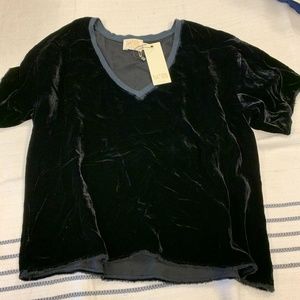 NATION LTD Ellis Velvet Top, Black, Size XS